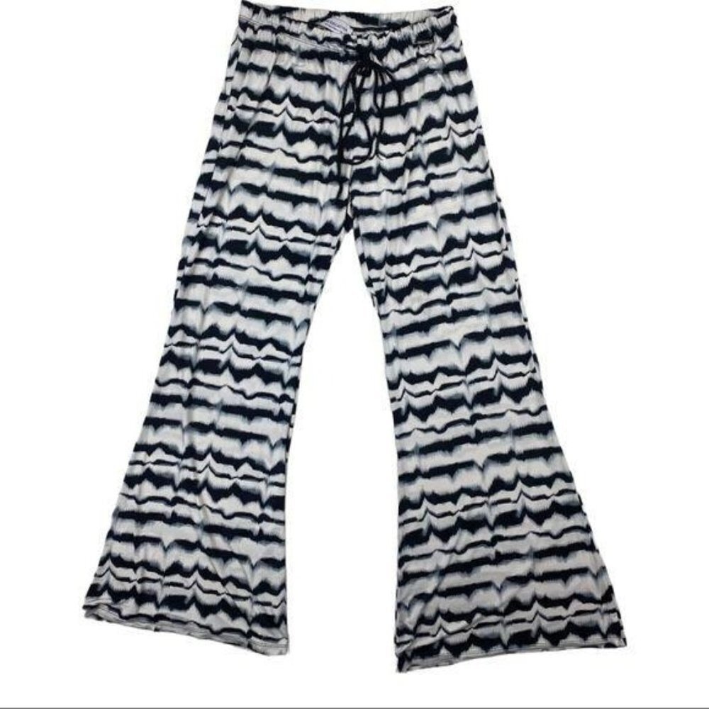 BSB Collection Tie Dye Flare Casual Pants M Black Elastic Waist Island Vacation